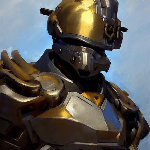 Image similar to greg manchess portrait painting of armored claude monet as overwatch character, medium shot, asymmetrical, profile picture, organic painting, sunny day, matte painting, bold shapes, hard edges, street art, trending on artstation, by huang guangjian, gil elvgren, ruan jia, randy vargas, greg rutkowski