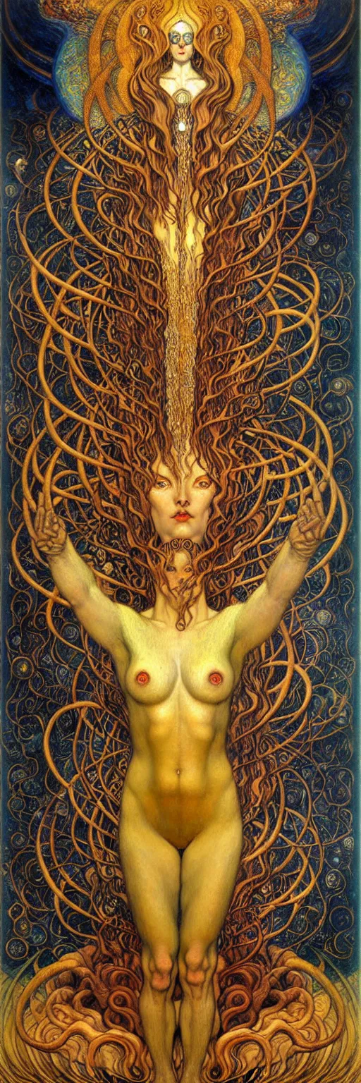 Image similar to Divine Chaos Engine by Karol Bak, Jean Delville, William Blake, Gustav Klimt, and Vincent Van Gogh, symbolist, visionary