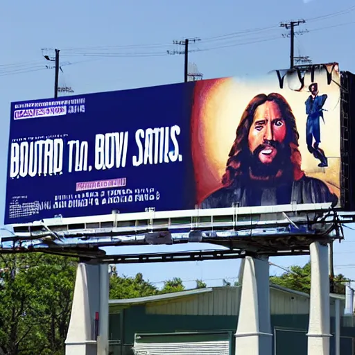 Prompt: billboard jesus southern savior