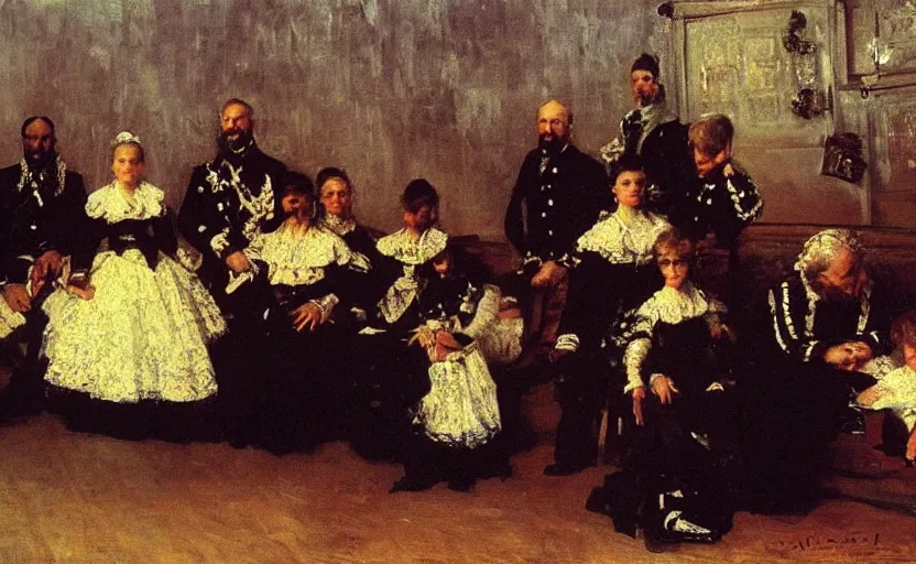 Prompt: high quality high detail painting by ilya repin, a colonial general and his family, hd