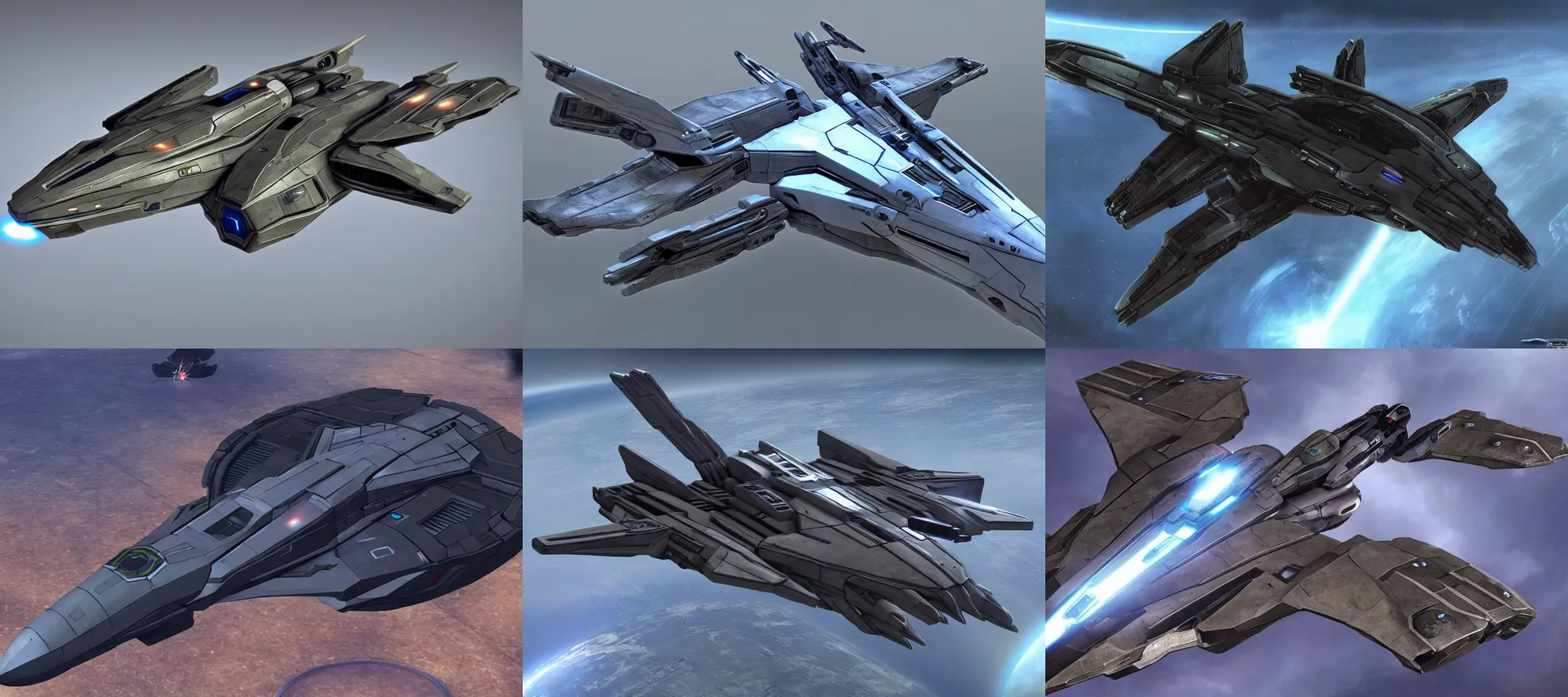 Prompt: a futuristic halo mass effect star wars fighter jet