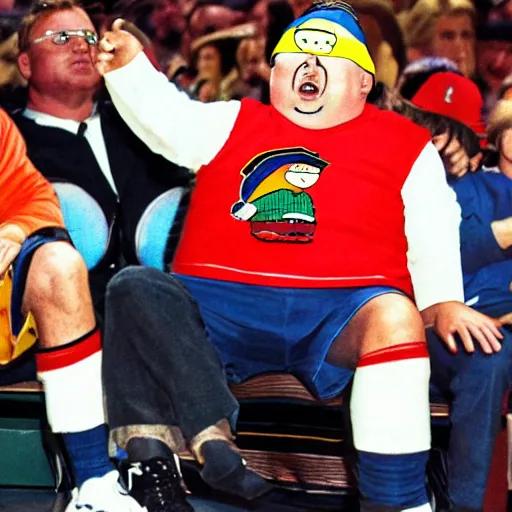 Prompt: eric cartman playing in the nba