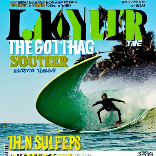 Image similar to the joker catching a wave, cover of surfer magazine, july 2 0 1 1