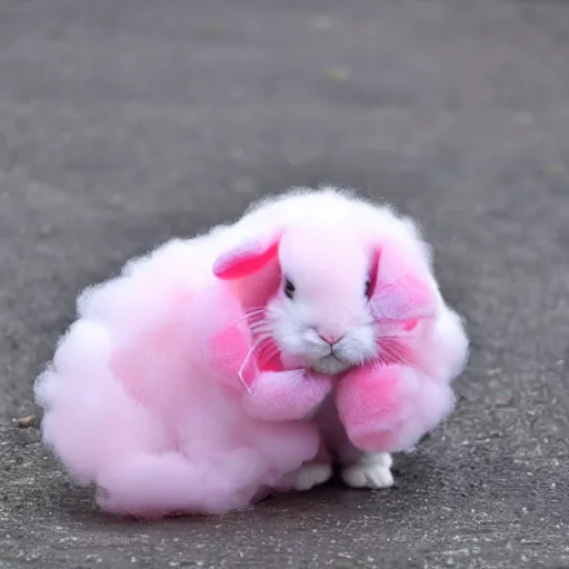 Prompt: photo of cotton candy that looks like a rabbit