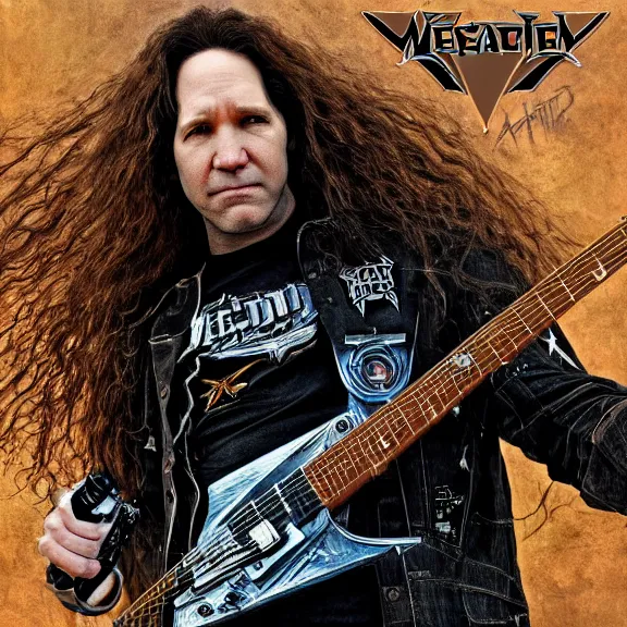 Prompt: megadeth album cover featuring photo of paul rudd, power metal album cover, trending on artstation, intricately detailed, highly detailed, classic, award winning