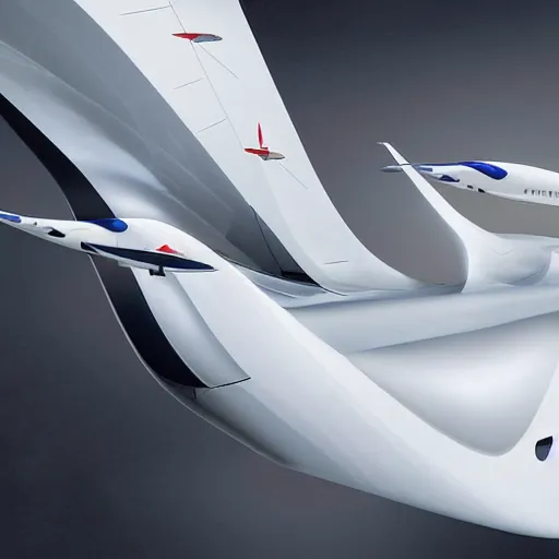 Image similar to an aircraft design in a collaboration between airbus and zaha hadid
