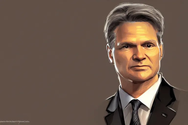 Image similar to fbi director Christopher Wray standing in trial, digital art, cgsociety, artstation