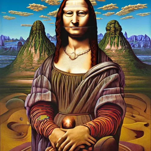 Image similar to monalisa by jacek yerka, alex gray, zdzisław beksiński, dariusz zawadzki, jeffrey smith and h.r. giger, oil on canvas, 8k highly professionally detailed, trending on artstation