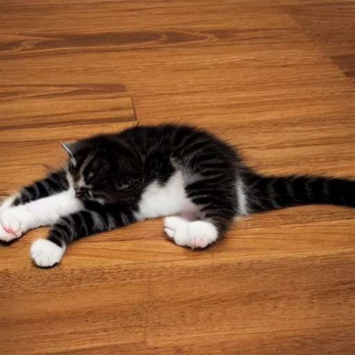 Image similar to a kitten lying on a floor