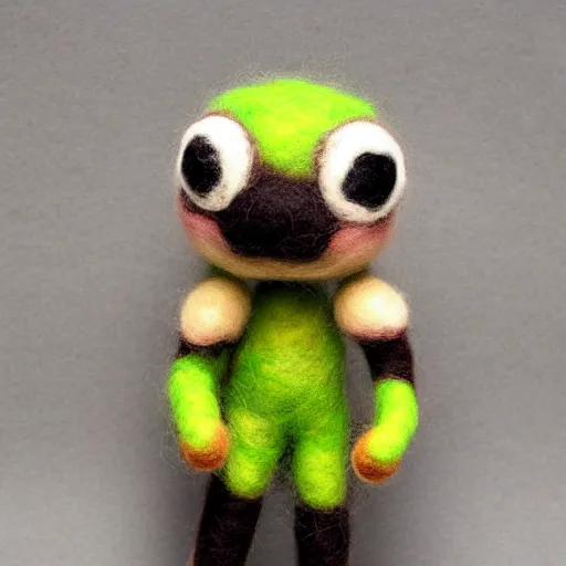 Prompt: a needle felted inkling, needle felting art.