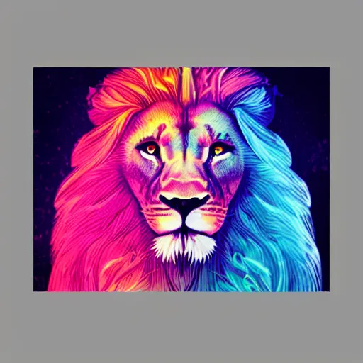 Prompt: lion, epic retrowave art, trending on art station