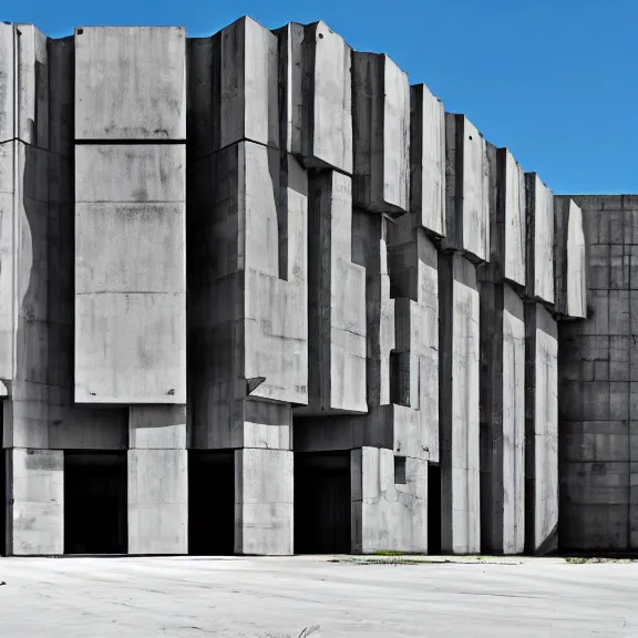 Image similar to sci fi utopian far future research facility exterior, brutalist architecture, grand scale