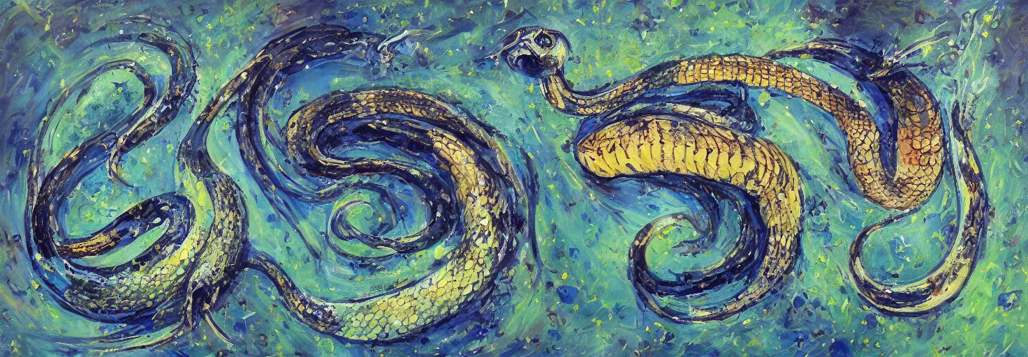 Image similar to a beautiful painting of malicious python