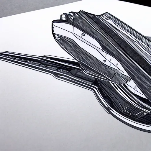 Prompt: futuristic spaceship top and side profiles, 4k, engineering prototype, drafting paper