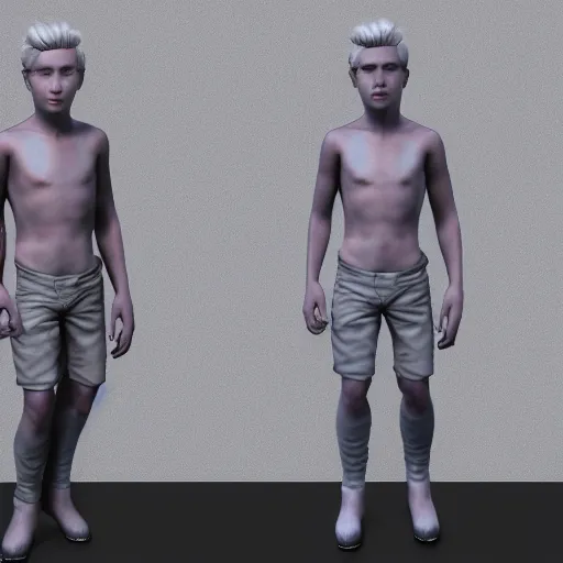 Prompt: full body unreal engine 5 render of a blonde boy