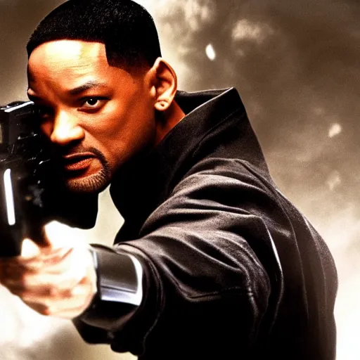 Image similar to A still of Will Smith as Neo from The Matrix. Extremely detailed. Beautiful. 4K. Award winning.