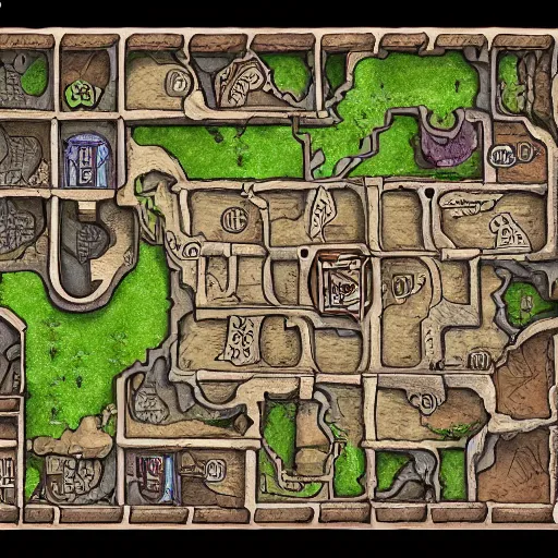 Image similar to map of a dungeon in waterdeep, isometric, detailed, game, dungeons and dragons