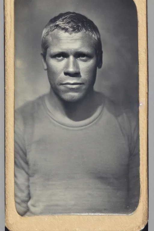 Image similar to a tintype photo of the actor Steve McQueen
