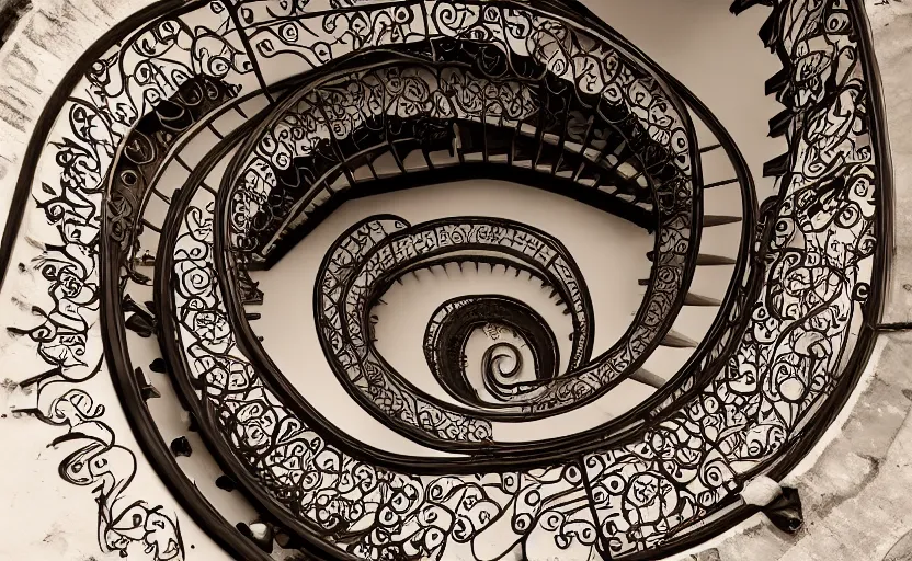 Image similar to ornate illustration spiral staircase to nowhere