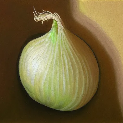 Image similar to onion face crying big tears pastel oil painting