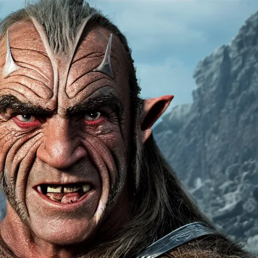 Image similar to an 8 k uhd photo of sean connery as an orc from the lord of the rings movie series