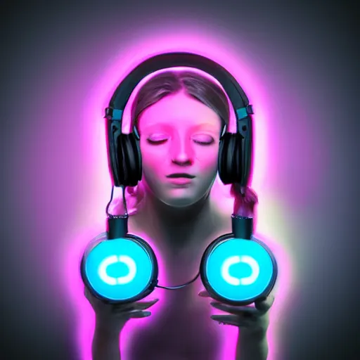 Image similar to neon dubstep lover wearing headphones