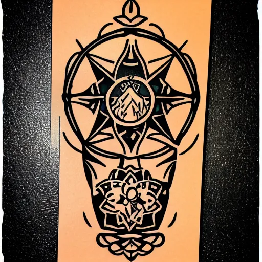 Prompt: tattoo design, stencil, tarot card, adobe illustrator, vector art, digital art