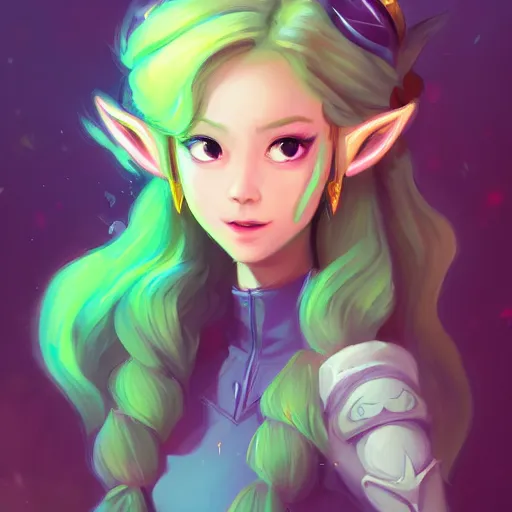 Image similar to a portrait of zelda, cute, beautiful, art by lois van baarle and loish and ross tran and rossdraws and sam yang and samdoesarts and artgerm and saruei and disney and wlop, digital art, highly detailed, intricate, sharp focus, trending on artstation hq, deviantart, unreal engine 5, 4 k uhd image