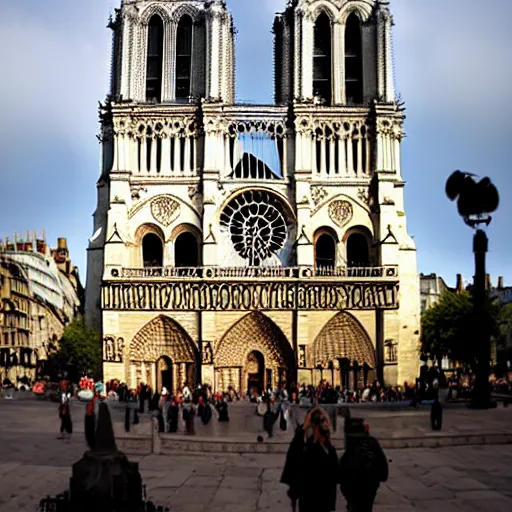 Image similar to photo of Notre Dame Cathedral as a Pizza Hut