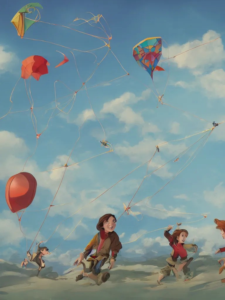 Prompt: go fly a kite by disney concept artists, blunt borders, rule of thirds