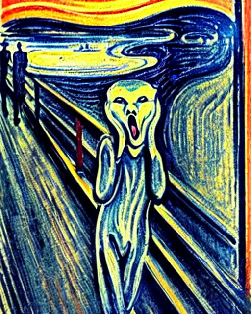 Image similar to The screaming fox, by Edvard Munch, Fox, The Scream