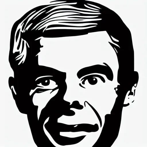 Prompt: individual smiling handsome alan turing silk screen butcher billy style