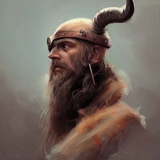 Prompt: a beautiful artwork profile portrait of a viking skull with horns study by greg rutkowski , featured on artstation, norse mythology, valhalla