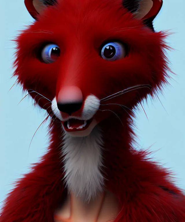 Image similar to furry - male - red - black - weasel - geistcaller - fursona uhd ue 5 visual novel pc game expressions, photorealistic