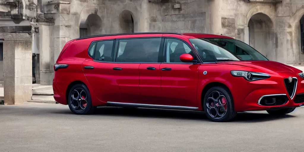 Image similar to 2022 Alfa Romeo Minivan, red