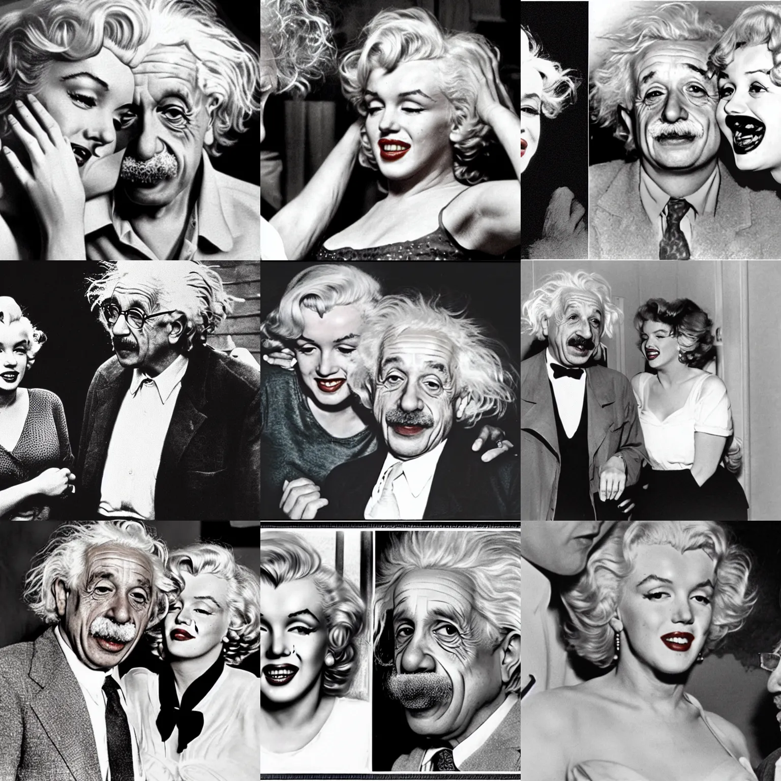 Prompt: marilyn monroe and albert einstein crying