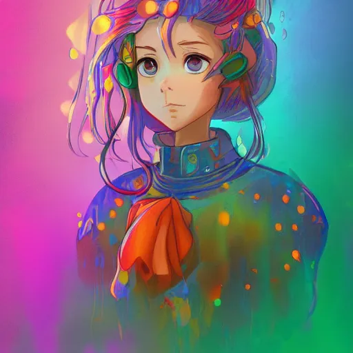 Image similar to a beautiful disney styled character, dew, water drops, ultra detailed, sunrise, portrait, hyper colorful, trending on artstation, by studio ghibli