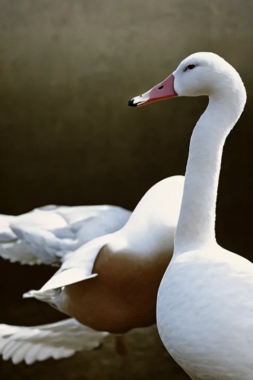 Image similar to ryan gosling fused with a white goose, wings, hands, natural light, bloom, detailed face, magazine, press, photo, steve mccurry, david lazar, canon, nikon, focus