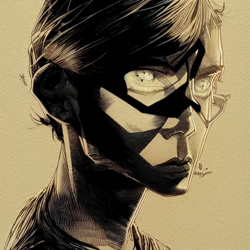 Prompt: portrait top light, by killian eng and joe fenton and martin deschambault and conrad roset, inspired by spider - man, etching, fine, sharp high detail,