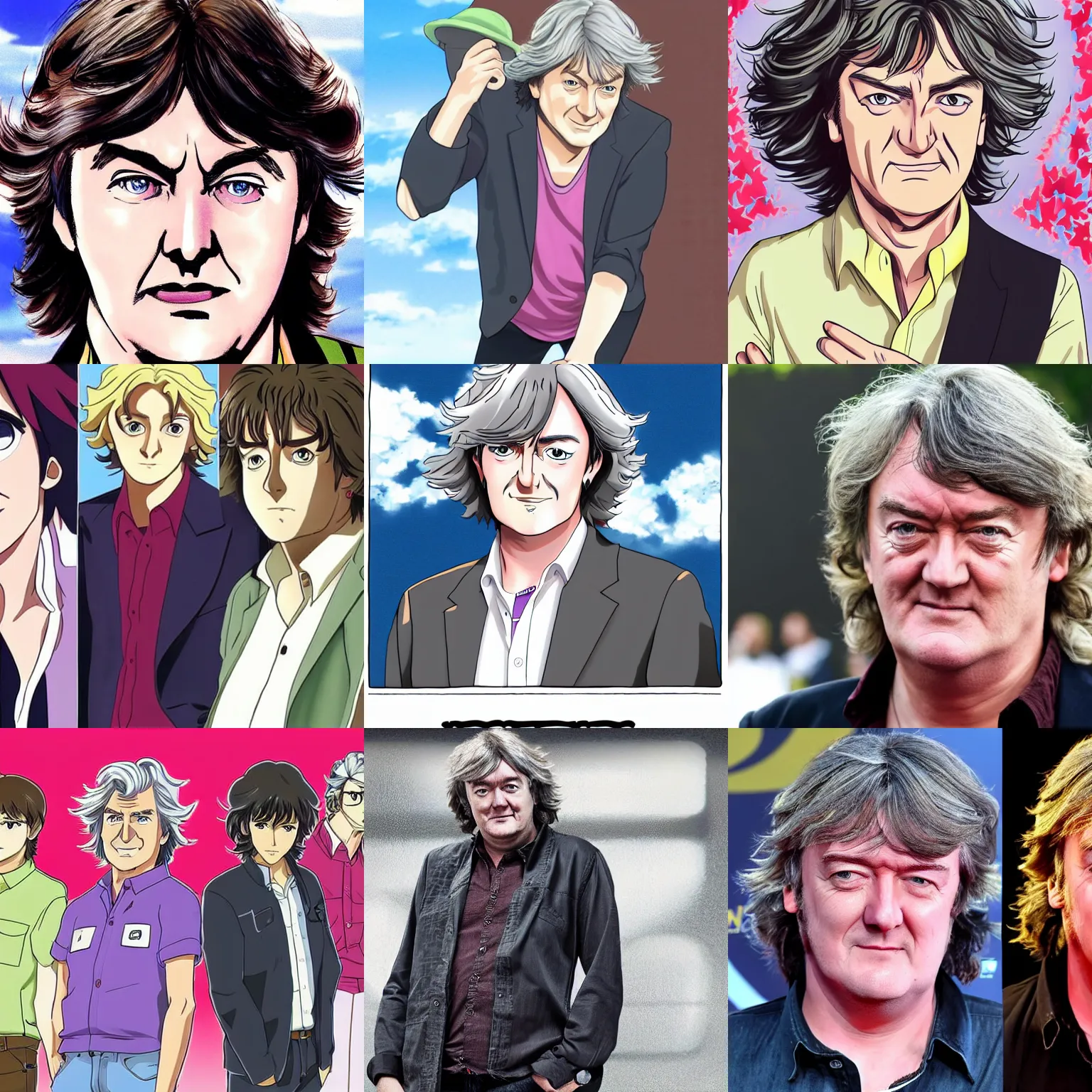 Prompt: James May stars in his own anime, by Hirohiko Araki