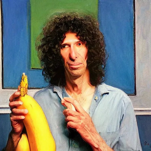 Prompt: howard stern with banana, edward hopper painting