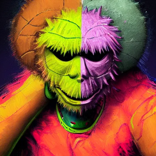 Image similar to a tennis ball monster ,tennis ball, colorful, back to the future, digital art, fantasy, magic, trending on artstation, ultra detailed, professional illustration by Basil Gogos