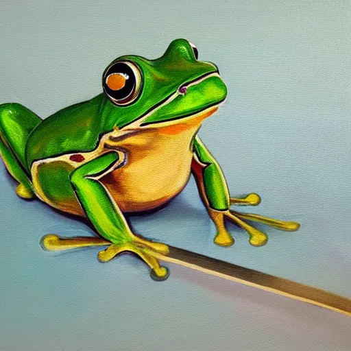 Prompt: frog with a sword, oil painting