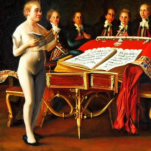 Prompt: mozarts requiem if it were a maiden, oil painting