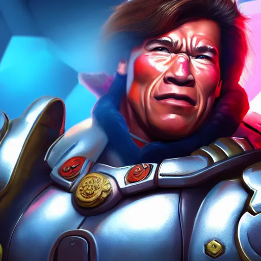 Prompt: a screenshot of arnold schwarzenegger as mei in overwatch, portrait, fantasy, beautiful face, vivid colors, elegant, concept art, sharp focus, digital art, hyper - realistic, 4 k, unreal engine, highly detailed, hd, dramatic lighting by brom, trending on artstation