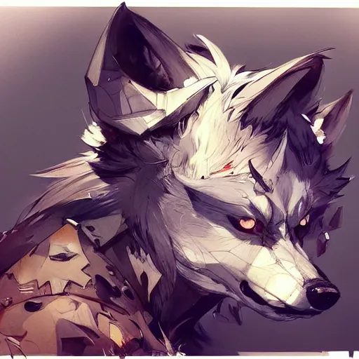 Prompt: concept art of anthropomorphized wolf, highly detailed painting by dustin nguyen, akihiko yoshida, greg tocchini, 4 k, trending on artstation, 8 k