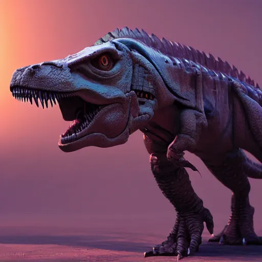 Prompt: a mechanical t-rex octane render, 3D, stunning, gorgeous, much detail, much wow, masterpiece