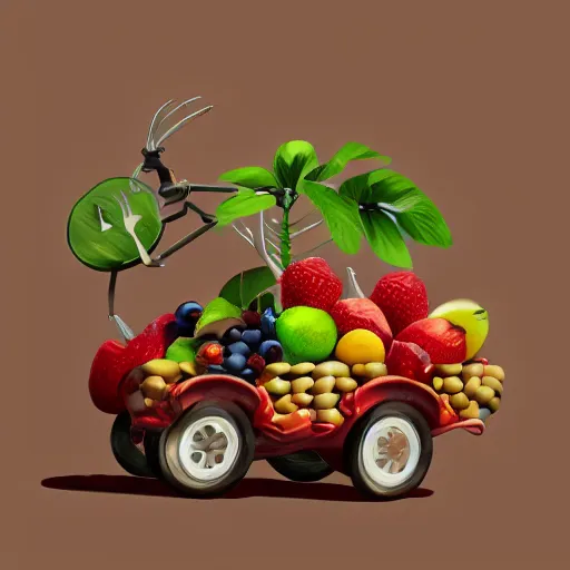 Image similar to car made of fruits, artstation