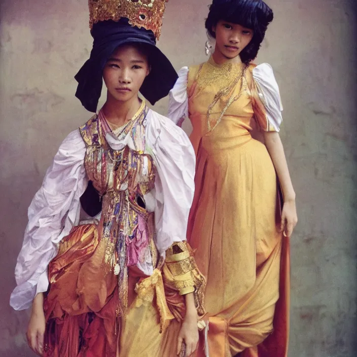 Image similar to future fashion, feminine, thailand, holy roman empire, 8 k, nylon, neoprene, ektachrome, third world, hd photography, award winning, stylish, optimistic, by alphonse mucha