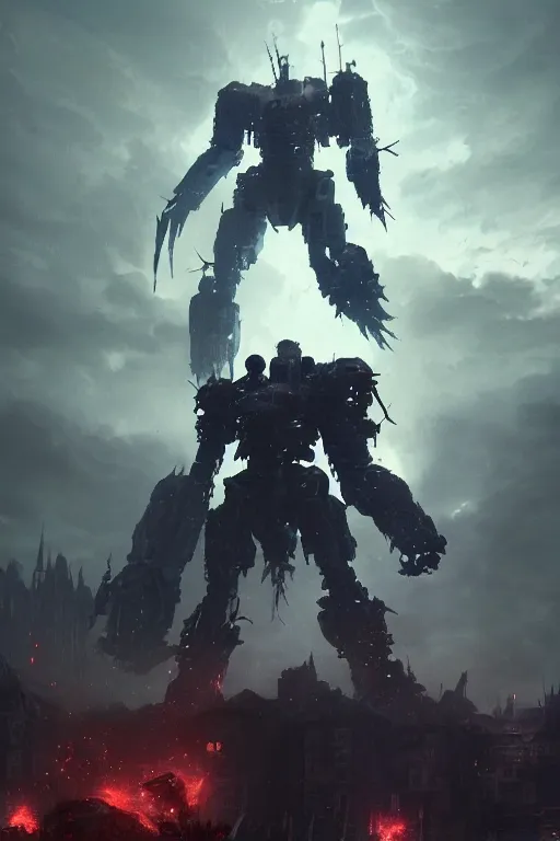 Prompt: a portrait of a giant robot breaking through a biulding by greg rutkowski, sung choi, mitchell mohrhauser, maciej kuciara, johnson ting, maxim verehin, peter konig, bloodborne, 8 k photorealistic, cinematic lighting, hd, high details, dramatic, dark atmosphere, trending on artstation